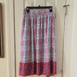 CROFT & BARROW WOMEN'S PLUS RED & BLUE FLORAL ELASTIC WAISTBAND SKIRT SIZE XXL